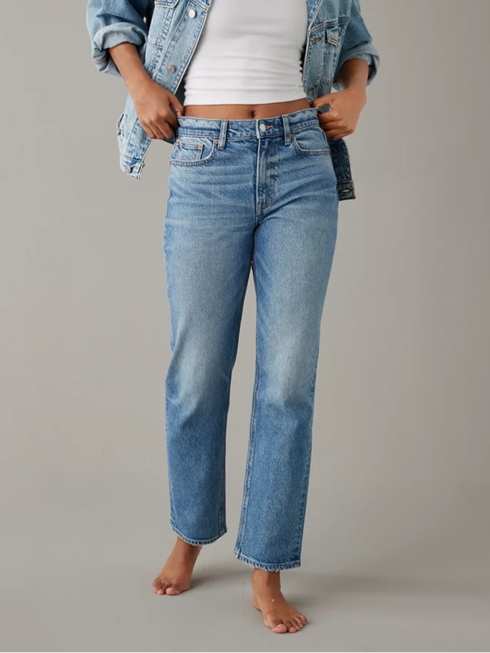 American Eagle Outfitters Light Blue Straight Leg Jeans